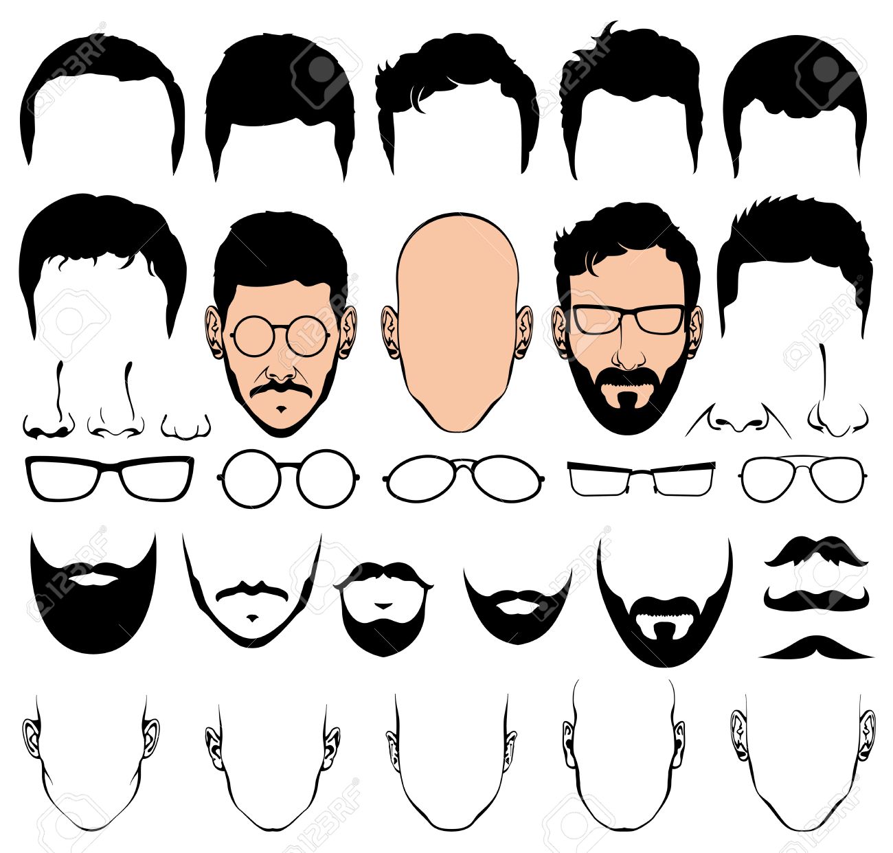 diseño constructor de la cabeza de los hombres formas silueta de