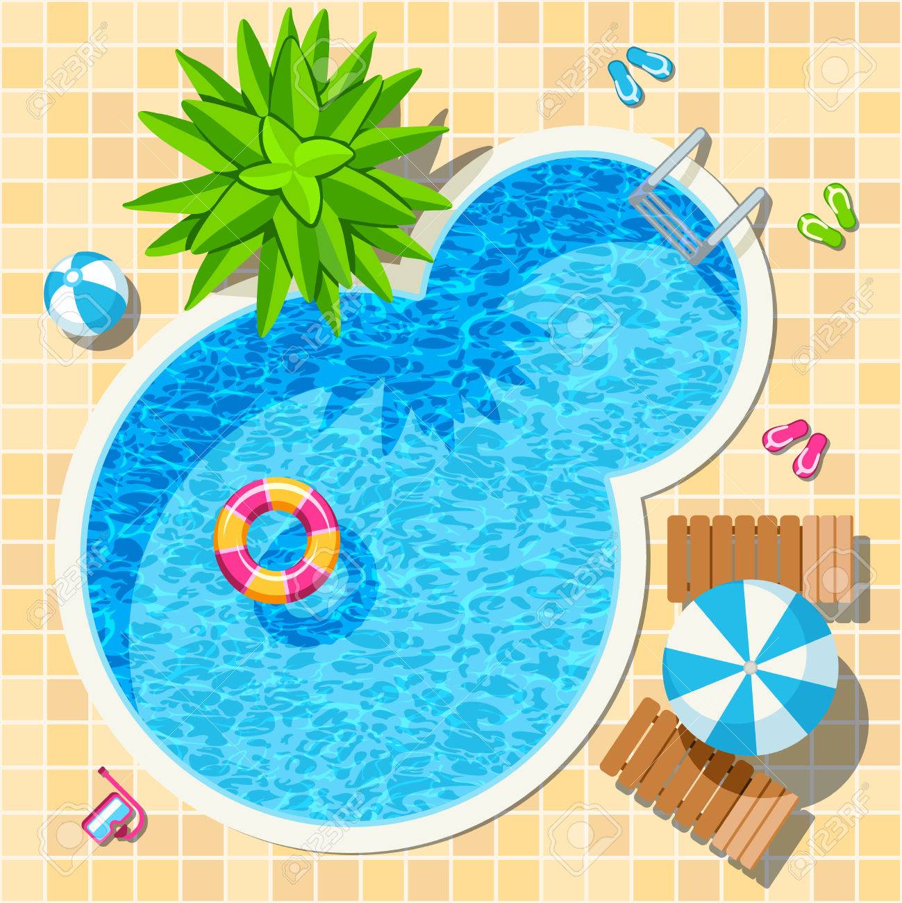 トップ ビュー リラックス スイミング プール ベクトル夏コンセプトのイラスト素材 ベクタ Image