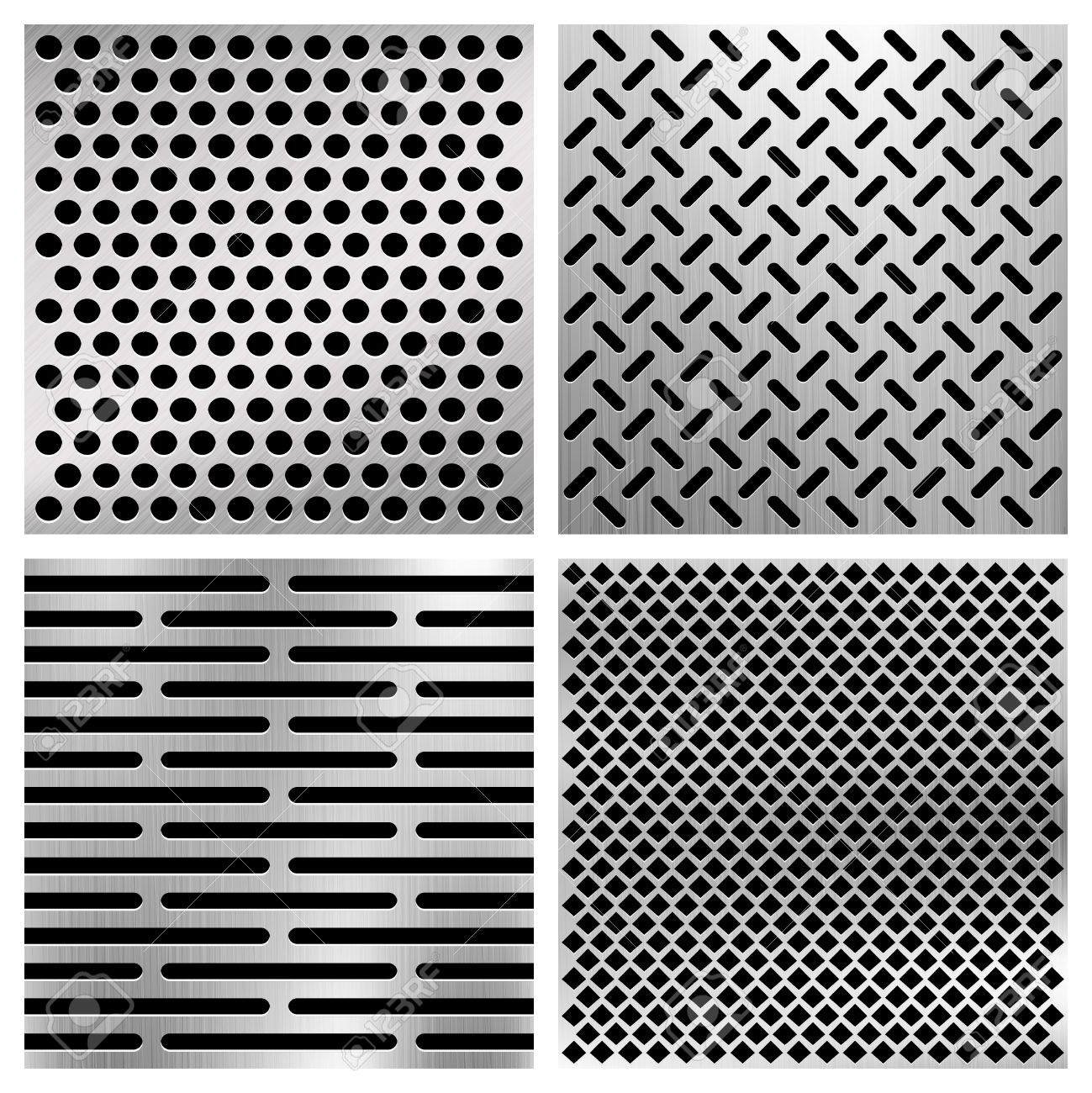 industrial metal perforated vector textures metallic grids set textures metallic