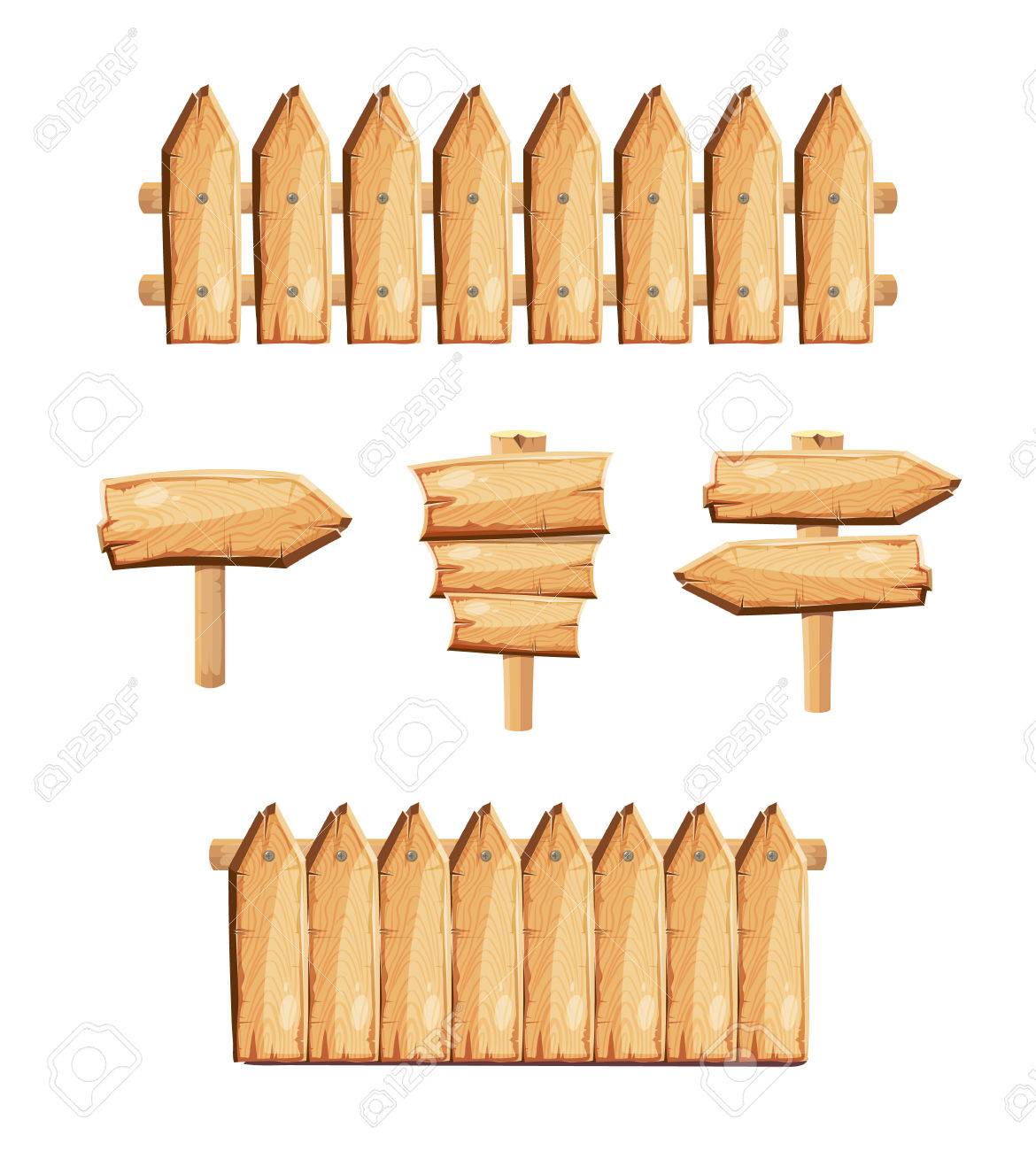 木製のガーデン フェンス 木製の標識は株式ベクトルです フェンス ボードとポインターの図 のイラスト素材 ベクタ Image