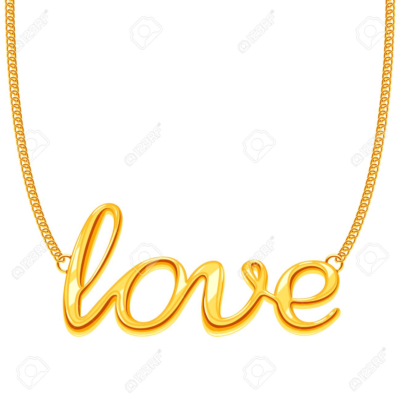 Gold Chain Necklace With Love Word Pendant Vector Il Ration Golden Decoration Jewellery Stock Vector Gold Chain Necklace With Love Word Pendant Vector Il Ration Golden Decoration Jewellery Stock Vector