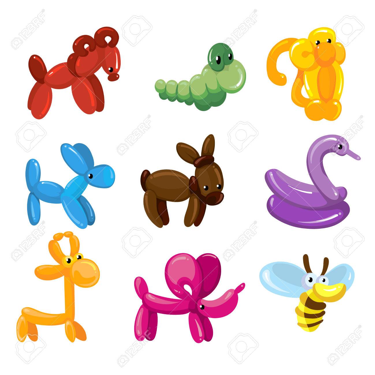 Download Vector Balloon Animals Toys Decoration For Kids Party Balloon Animal Of Set Illustration Of Helium Ballon To Birthday Decoration Royalty Free Cliparts Vectors And Stock Illustration Image 66410967