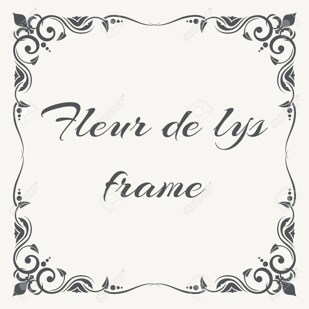 fleur de lys ornate frame white background floral frame vector