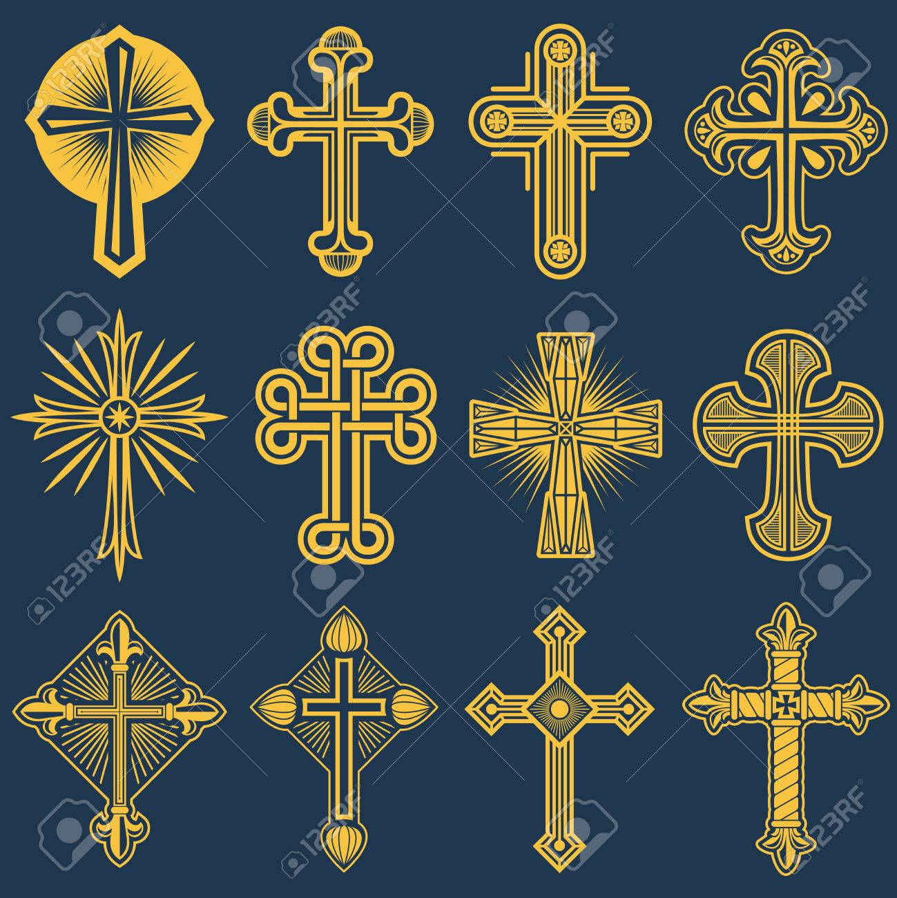 ゴシック様式のカトリックのクロス ベクトル アイコンは、カトリックの