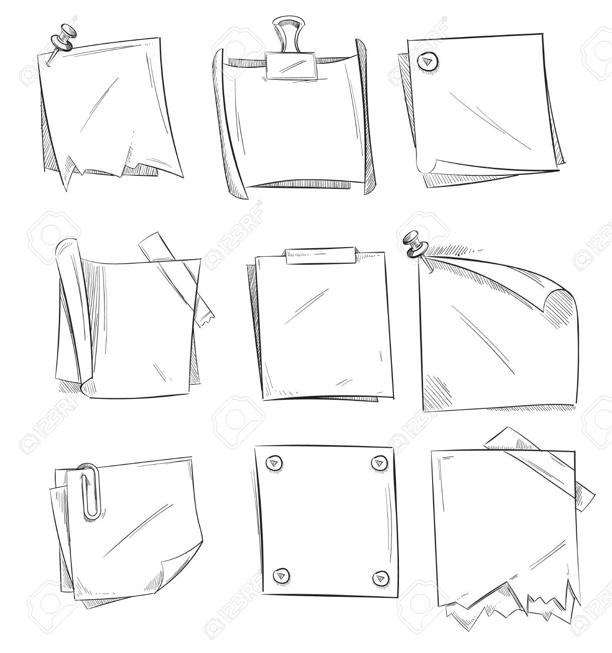 Doodle Memo Hand Drawn Notepaper Art School Sketch Papers Stock Paper Sheet Drawing Illustration Office Note Paper Royalty Free Cliparts Vectors And Stock Illustration Image 72777530