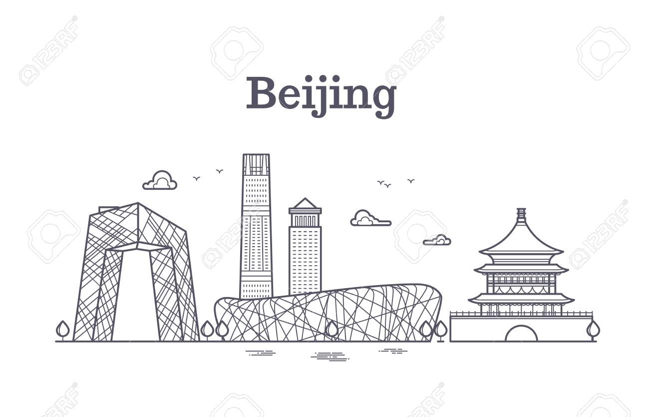China Beijing Line Panoramic Skyline Vector Illustration. Beijing City  Panoramic, Famous Architecture Of Beijing Royalty Free SVG, Cliparts,  Vectors, and Stock Illustration. Image 74234217.