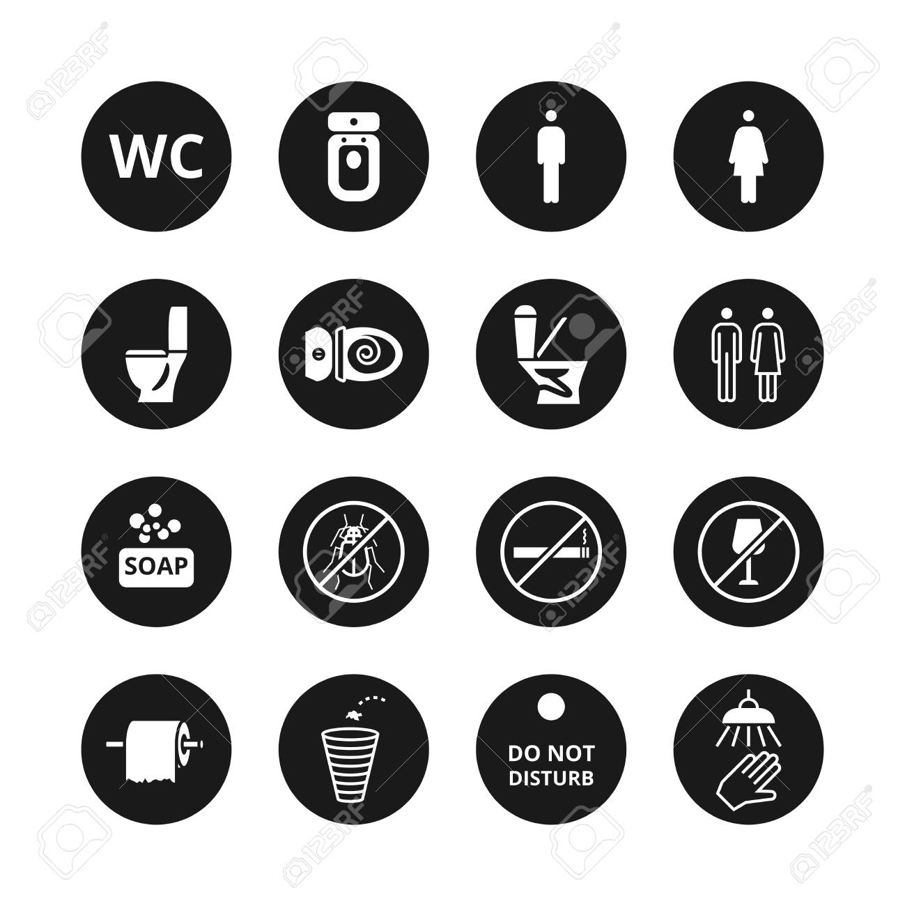 Public Toilet Vector Icons Wc Restroom Simple Symbols Toilet
