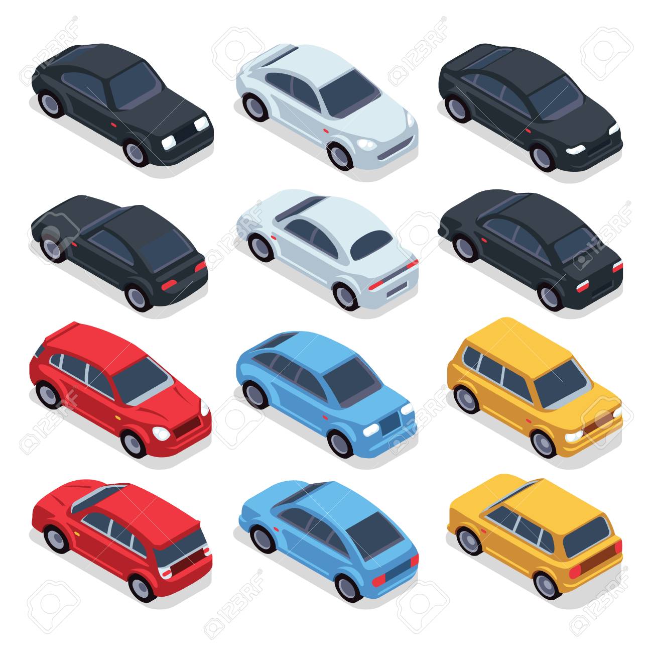 isometric 3d cars transportation technology vector vehicles transportation technology