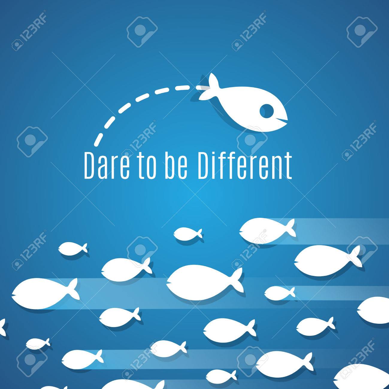 あえて小魚グループと異なる成功ソリューション ベクトル概念であるため 個人のリーダーシップ 独創的で大胆不敵なのイラストのイラスト素材 ベクタ Image