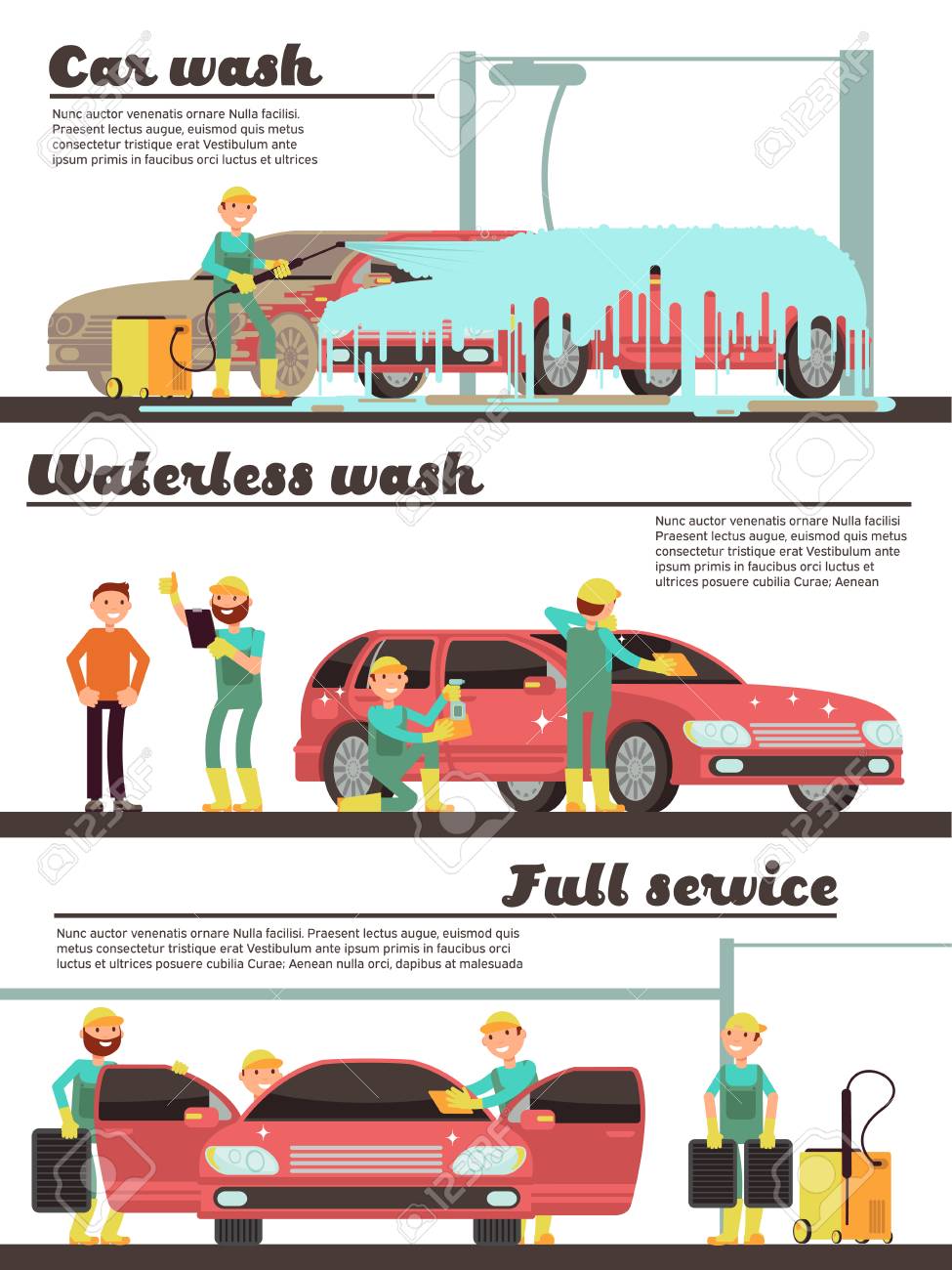 vehicle cleaning service and car washing marketing banners set marketing cleaning services