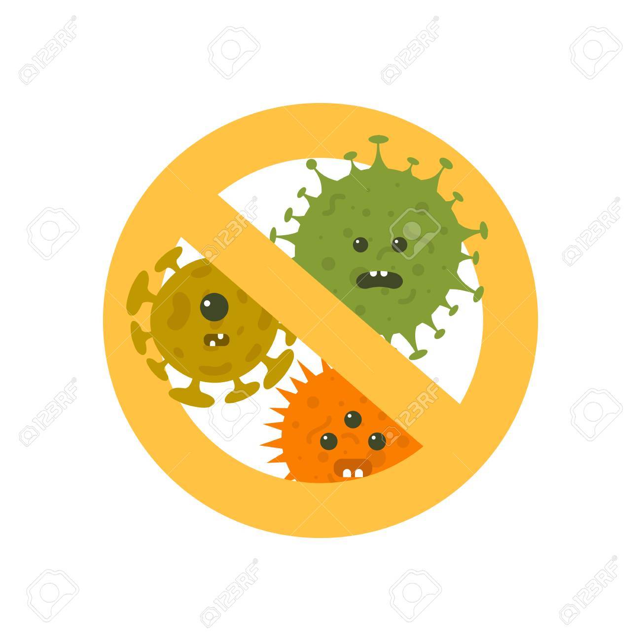 Stop microbes cartoon vector illustration. Anti bacteria symbol and protection infection - 87466985 Stop microbes cartoon vector illustration. Anti bacteria symbol and protection infection - 87466985