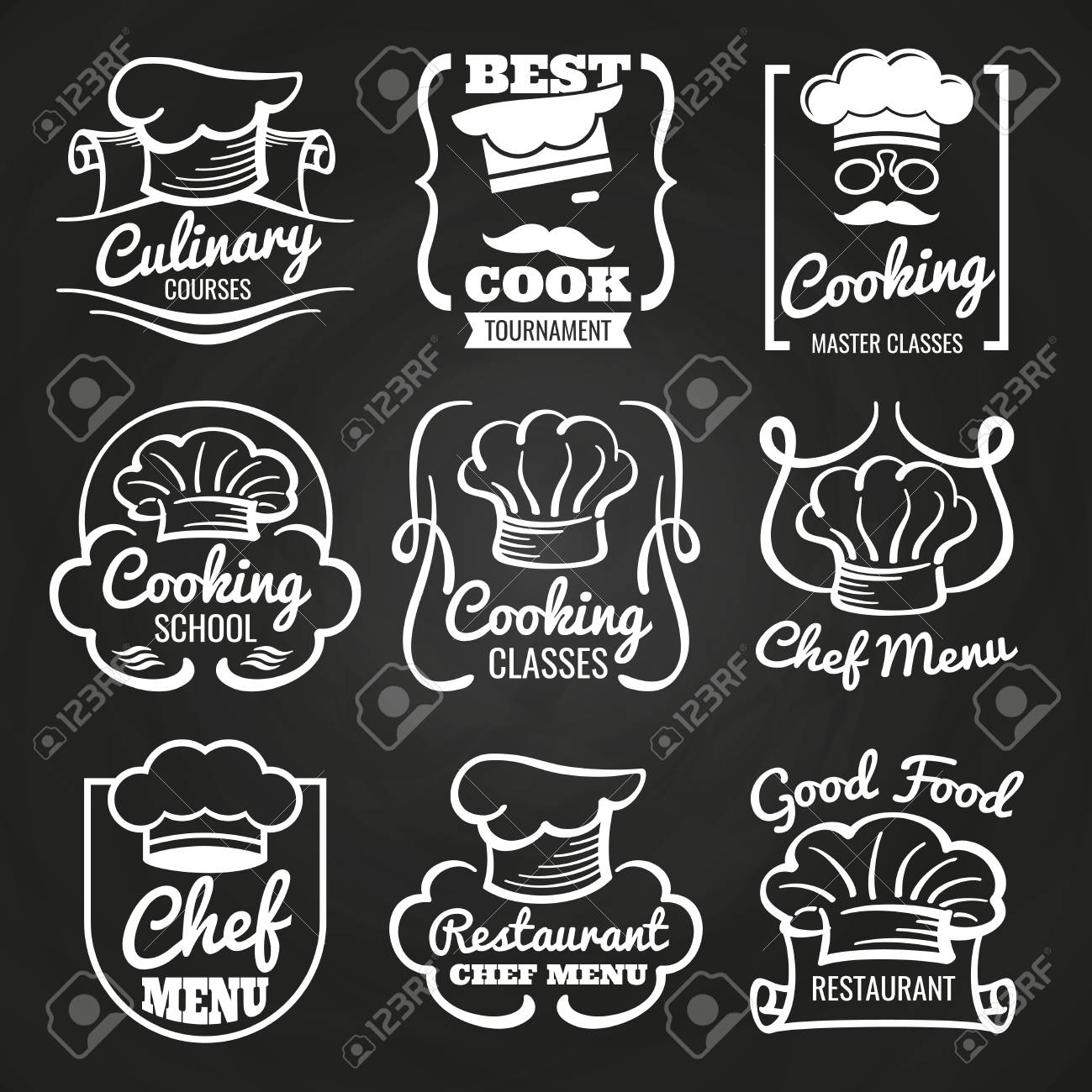 chef hat emblem cafe restaurant or bakery logos on chalkboard bakery logos