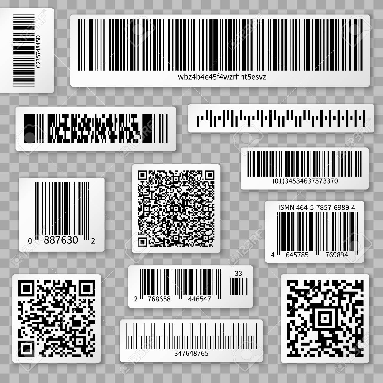 Qr コード バー 透明な背景のベクトル図に分離された包装ラベルのイラスト素材 ベクタ Image 8507