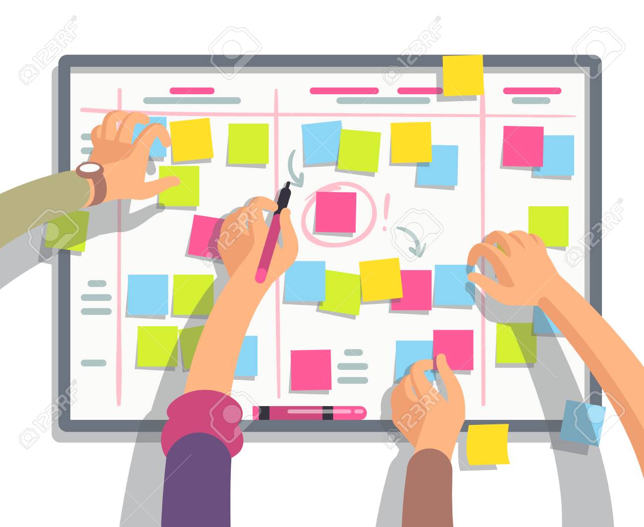 developers team planning weekly schedule tasks on task board weekly task planner