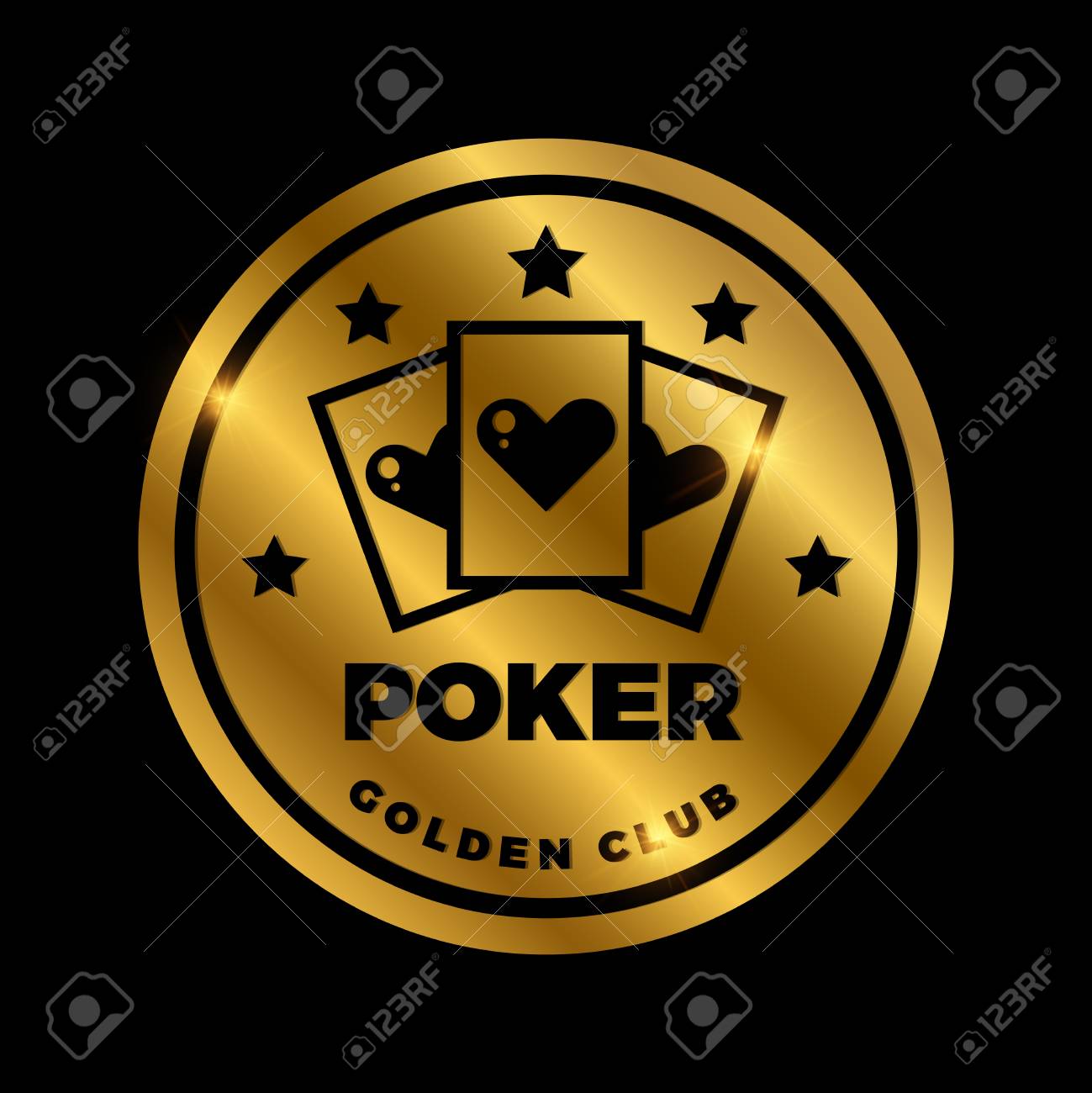 Shine Golden Poker Label Design. Golden 