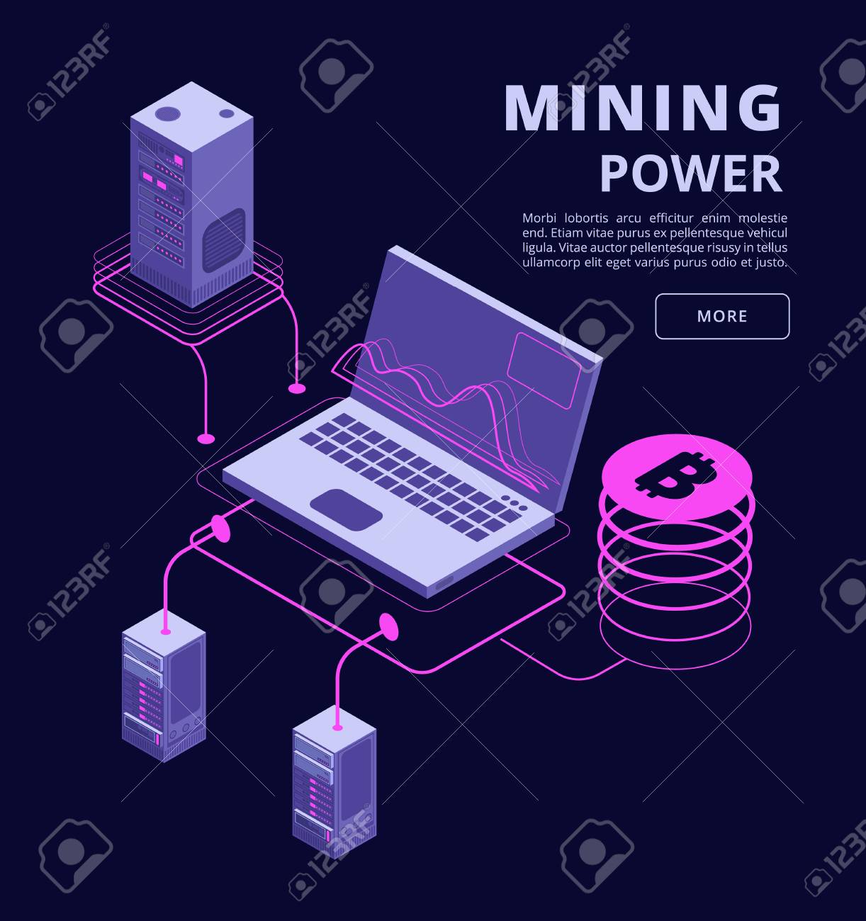 암호화폐 블록체인 토큰 거래 비트코인 농장 및 Ico 벡터 3d 아이소메트릭 개념 비트코인 화폐 컴퓨터 마이닝 기술 암호화 통화 그림  로열티 무료 사진, 그림, 이미지 그리고 스톡포토그래피. Image 106182294