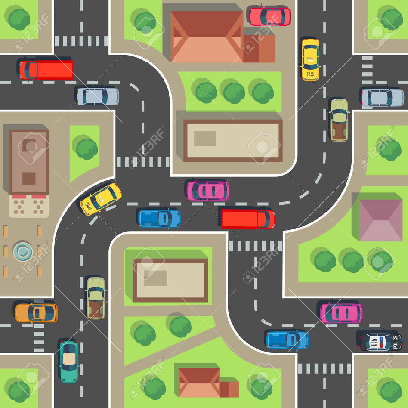 Seamless city map. Top view building and street with cars and trucks. Urban plan vector endless texture. Road and building architecture, street transport seamless illustration - 110270971 Seamless city map. Top view building and street with cars and trucks. Urban plan vector endless texture. Road and building architecture, street transport seamless illustration - 110270971