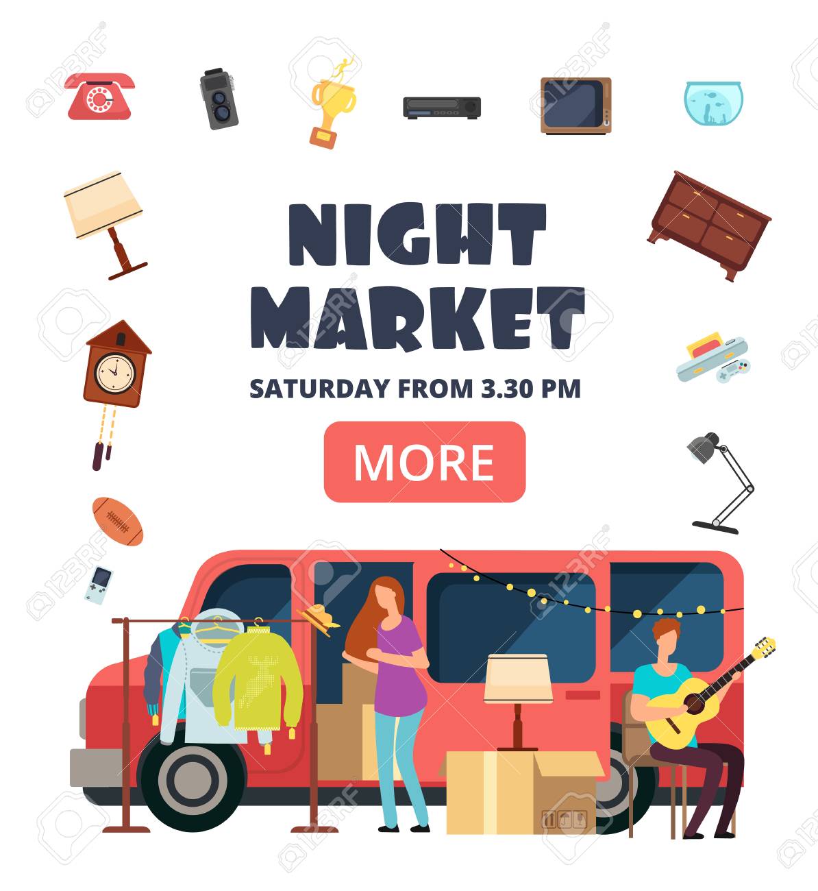 Night market, street bazaar invitation poster. Flea markets vector flyer. Flea market for hipster, marketplace selling illustration - 110271058 Night market, street bazaar invitation poster. Flea markets vector flyer. Flea market for hipster, marketplace selling illustration - 110271058
