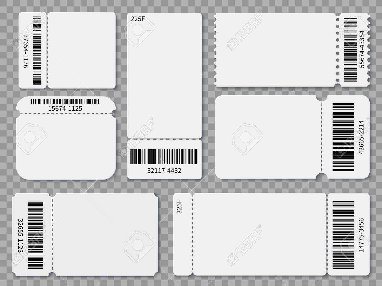 Ticket Templates Blank Admit One Festival Concert Theater Raffle Tickets And Coupons With Barcode Isolated Vector Set Concert Ticket Coupon With Bar Code Illustration Royalty Free Cliparts Vectors And Stock Illustration Image