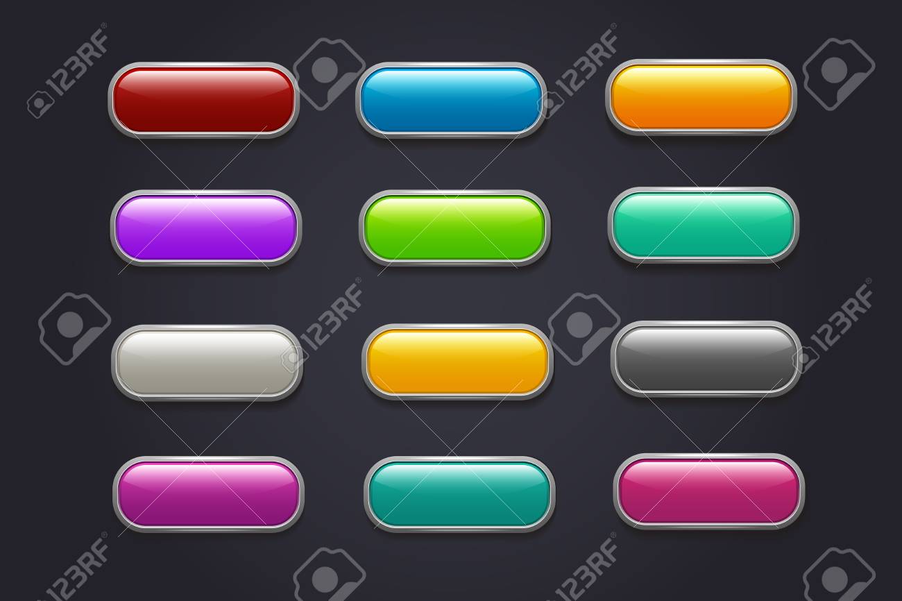 game buttons glossy cartoon video game button vector collection buttons app