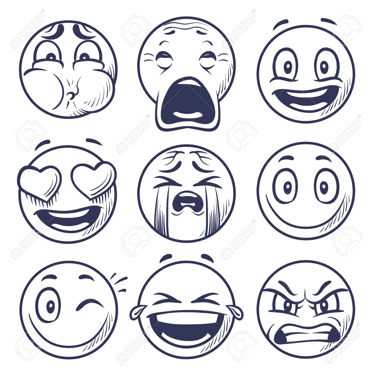 Sketch Smiley Smile Expression Icons Emoticons Faces Hand Stock Photo Picture And Royalty Free Image Image 112097211