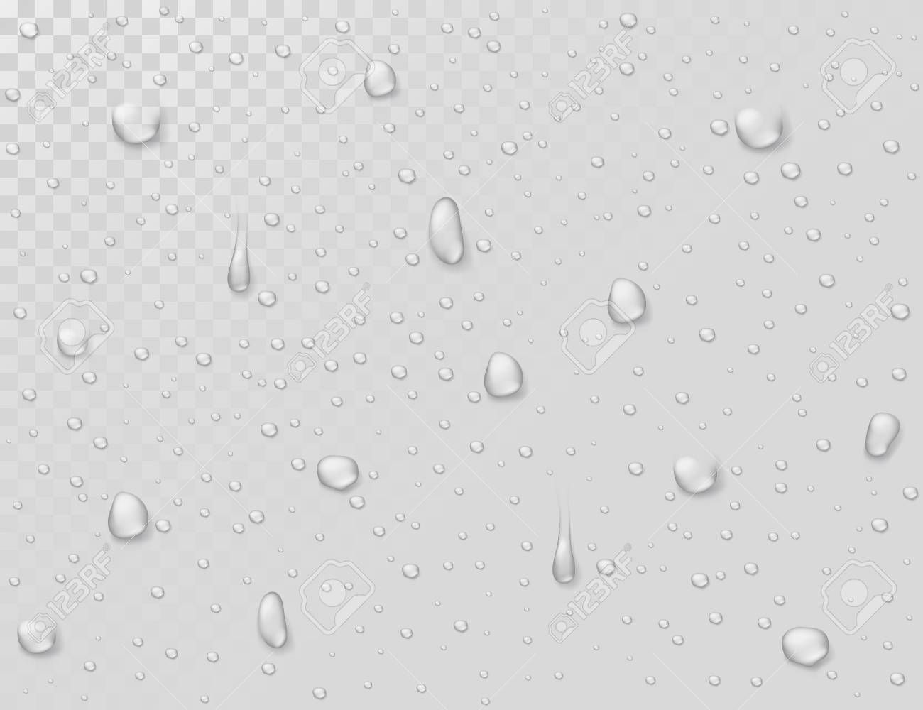 Water Rain Drops Droplets On Transparent Wet Glass Window Photorealistic Royalty Free Cliparts Vectors And Stock Illustration Image