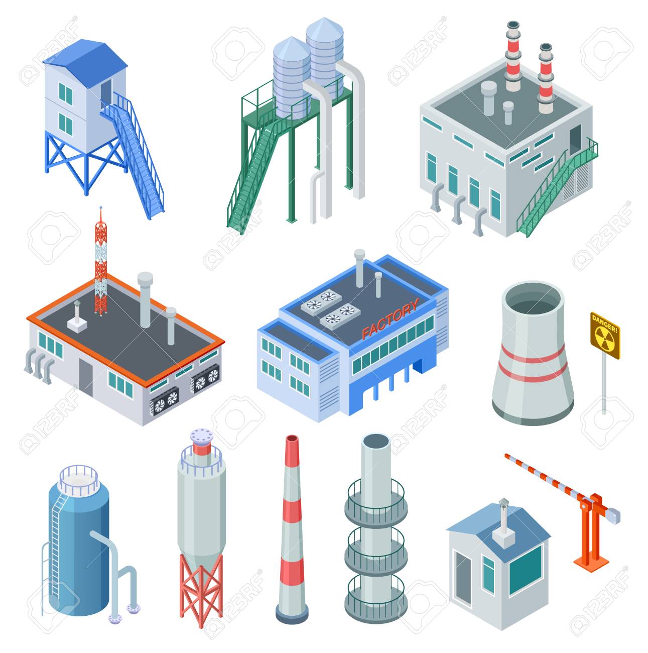 Isometric industrial buildings. Factory building power station industrial zone equipment 3d isolated vector set. Building isometric industry, construction 3d plant manufacturing - 125859256 Isometric industrial buildings. Factory building power station industrial zone equipment 3d isolated vector set. Building isometric industry, construction 3d plant manufacturing - 125859256