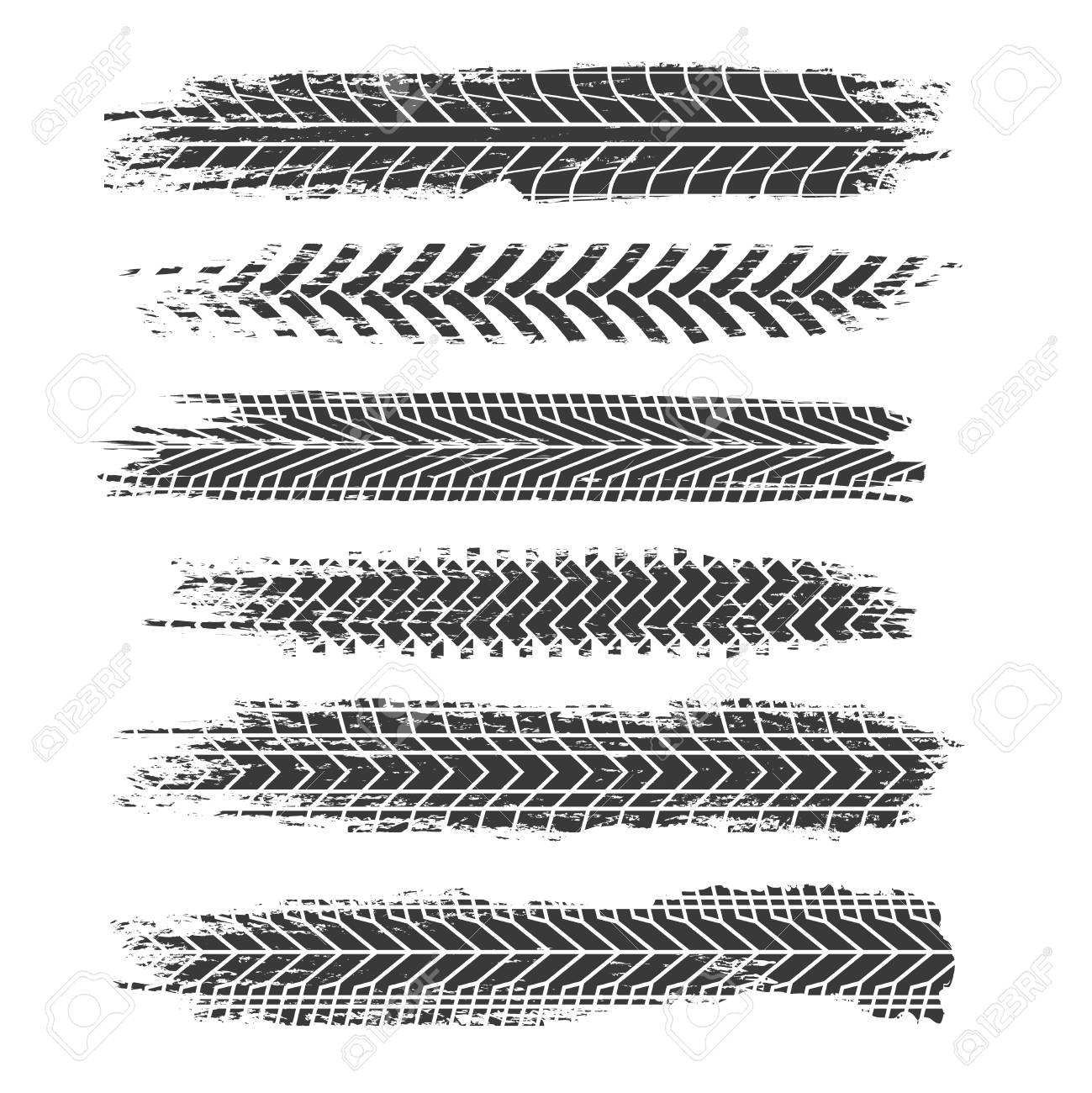 Tire Tracks. Motorcycle, Car And Truck Dirty Grunge Road Tire Prints. Tread  Automobile Vector Isolated Set. Illustration Of Rubber Dirt Truck, Trace  And Track From Illustration Royalty Free SVG, Cliparts, Vectors, And