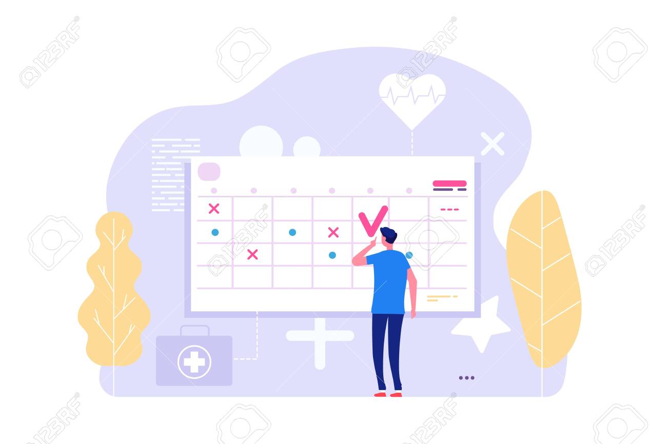 online doctor appointment vector man and calendar planning agenda online free