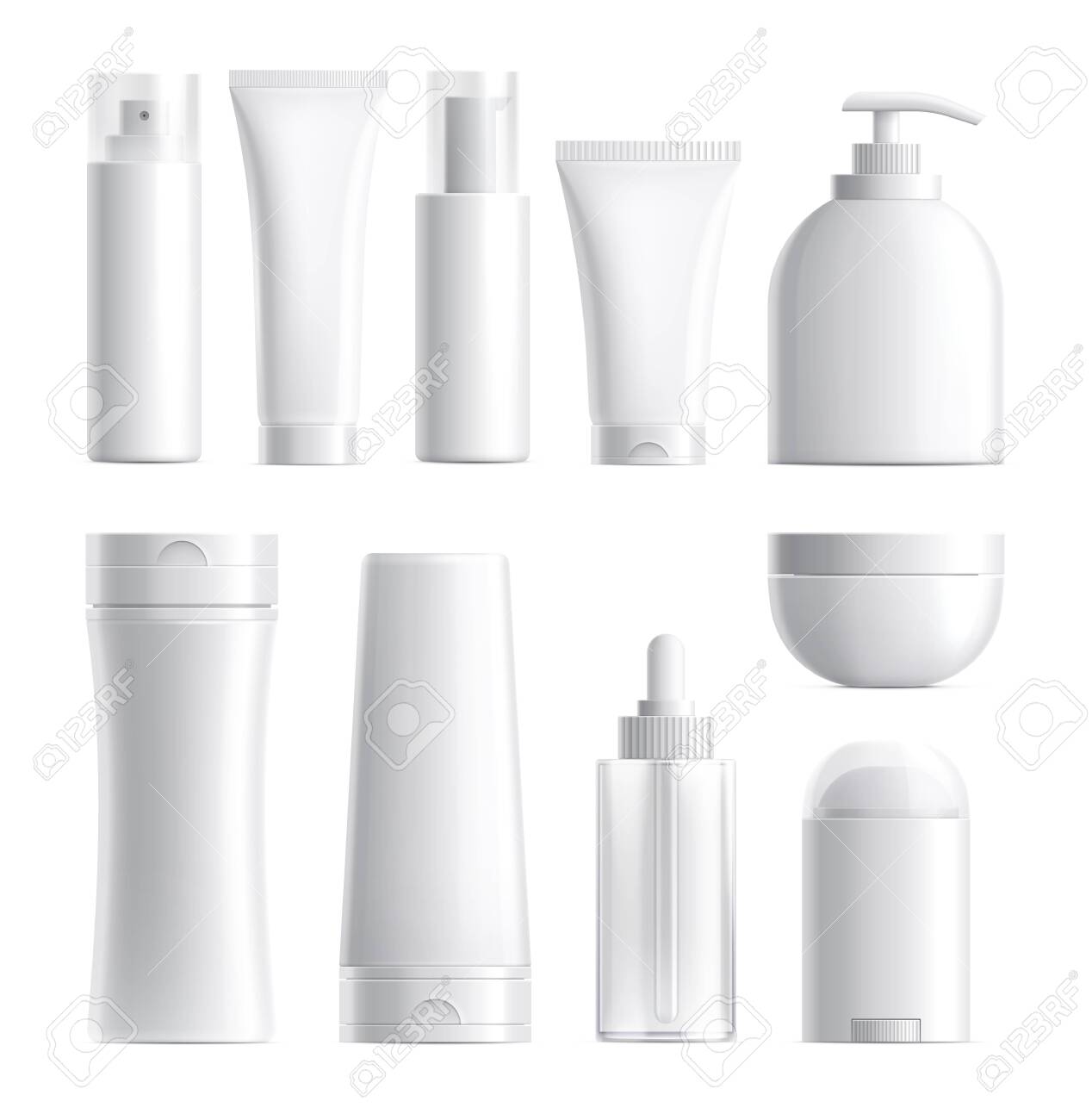 Download Cosmetics Package Isolated Bottle Mockup Realistic Blank Beauty Products Plastic Glass Container 3d Skin Care Tube Cream Jar Vector Set Cosmetic Cream Tube Product Mockup Container Illustration Royalty Free Cliparts Vectors And