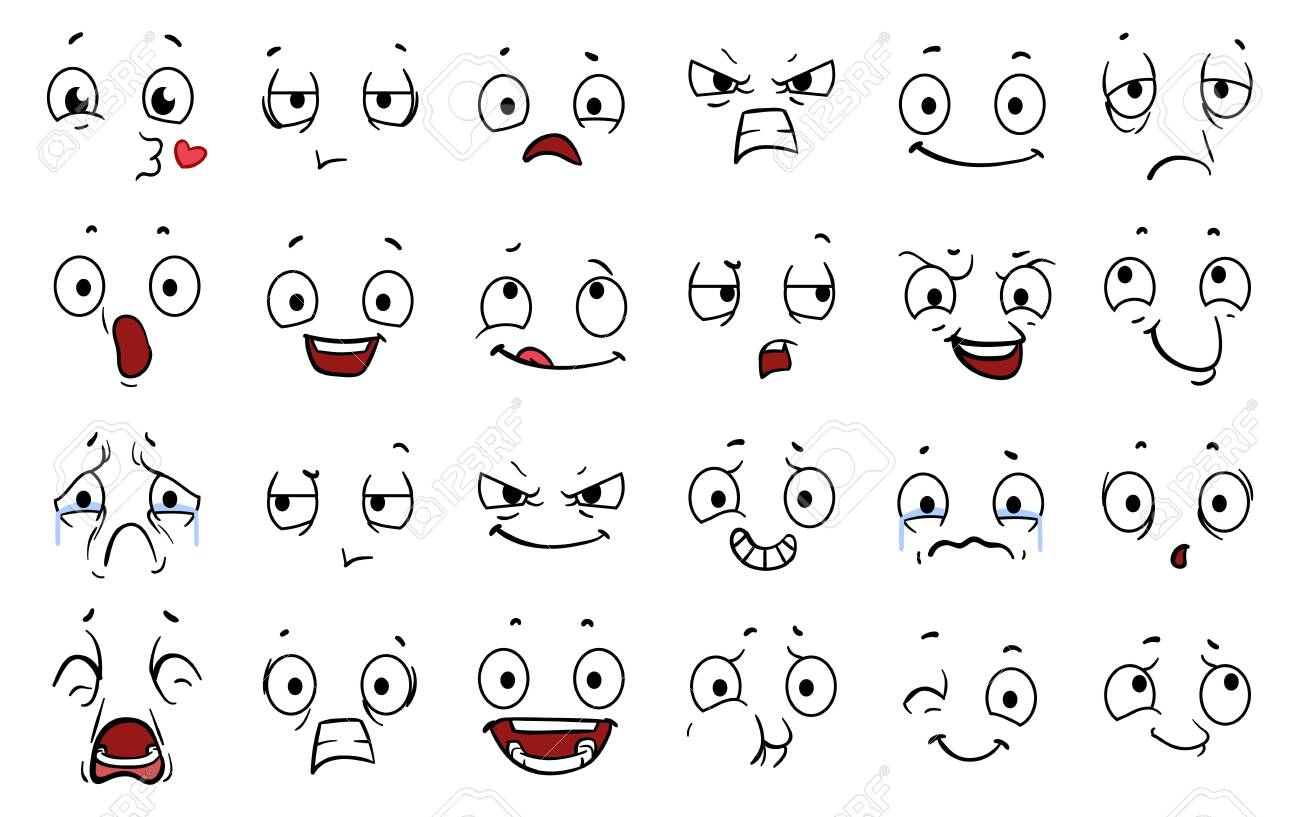 Cartoon doodle of facial expression emoticon, Scared face