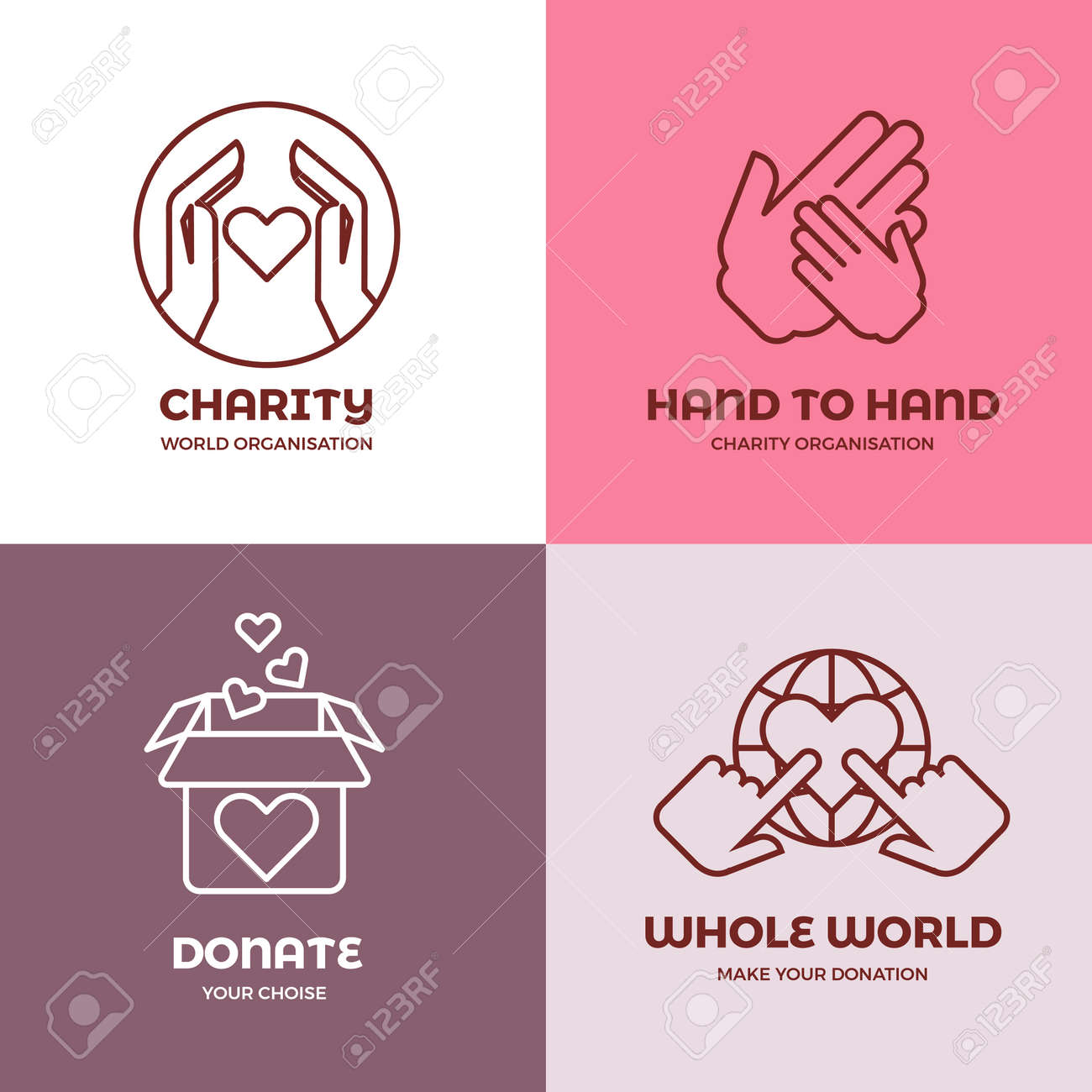 Nonprofit and volunteer organization, charity, philanthropy concept vector logo set. Concept of charity, illustration of emblems charity world organization - 165951707 Nonprofit and volunteer organization, charity, philanthropy concept vector logo set. Concept of charity, illustration of emblems charity world organization - 165951707