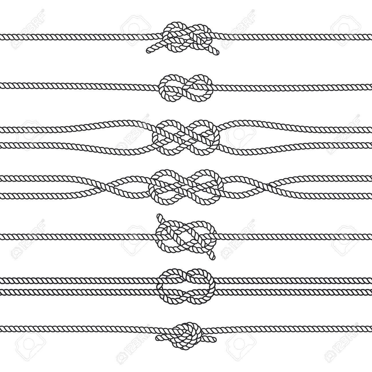 Sailing Knots Horizontal Borders Or Deviders. Vector Marine Decorations. Nautical  Knots, Illustration Of Rope Twisted Knot Клипарты, SVG, векторы, и Набор  Иллюстраций Без Оплаты Отчислений. Image 165950241