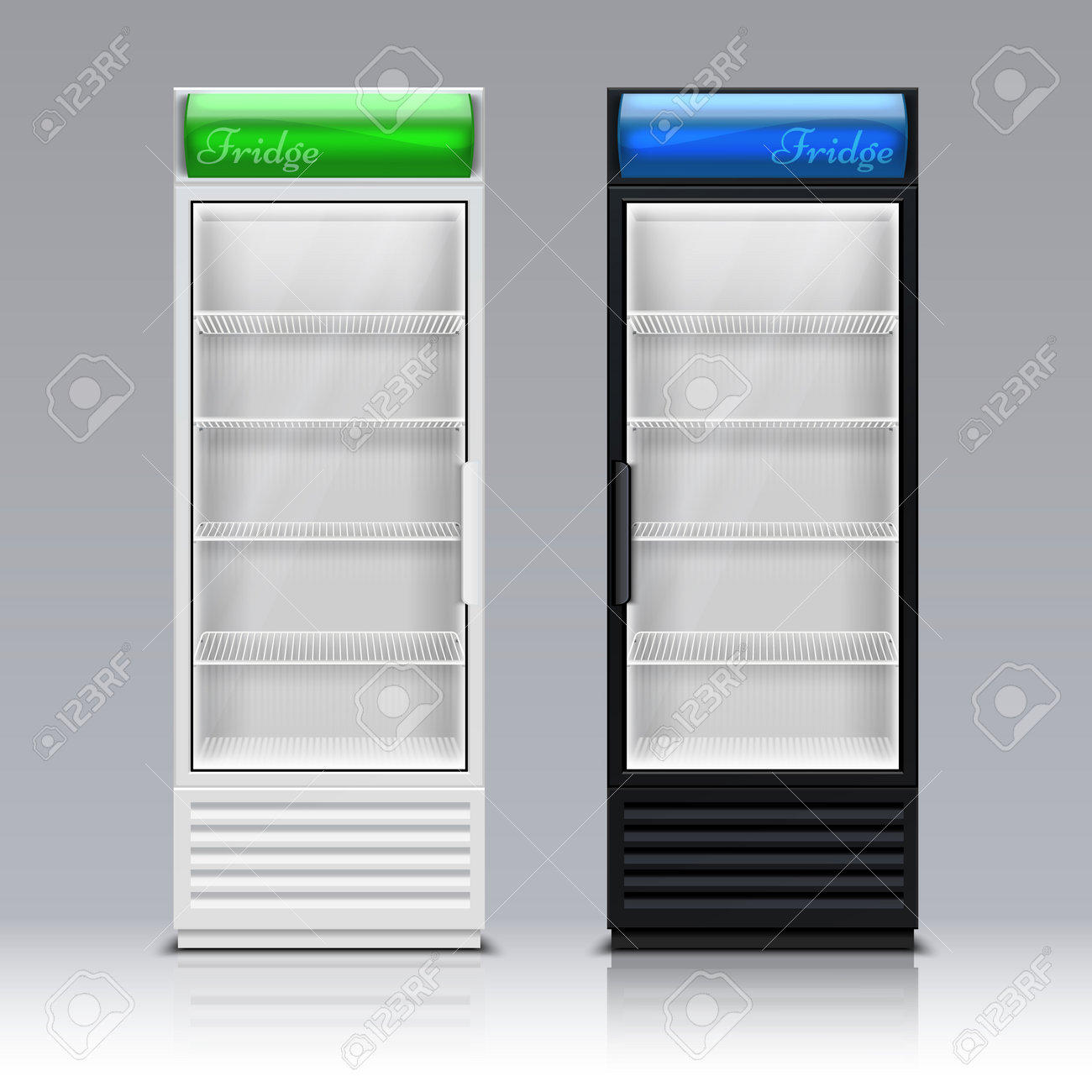 Modern commercial display fridge. Supermarket freezer equipment for drinks vector template. Refrigerator equipment for supermarket, appliance freeze for beverage and food illustration - 167212518 Modern commercial display fridge. Supermarket freezer equipment for drinks vector template. Refrigerator equipment for supermarket, appliance freeze for beverage and food illustration - 167212518