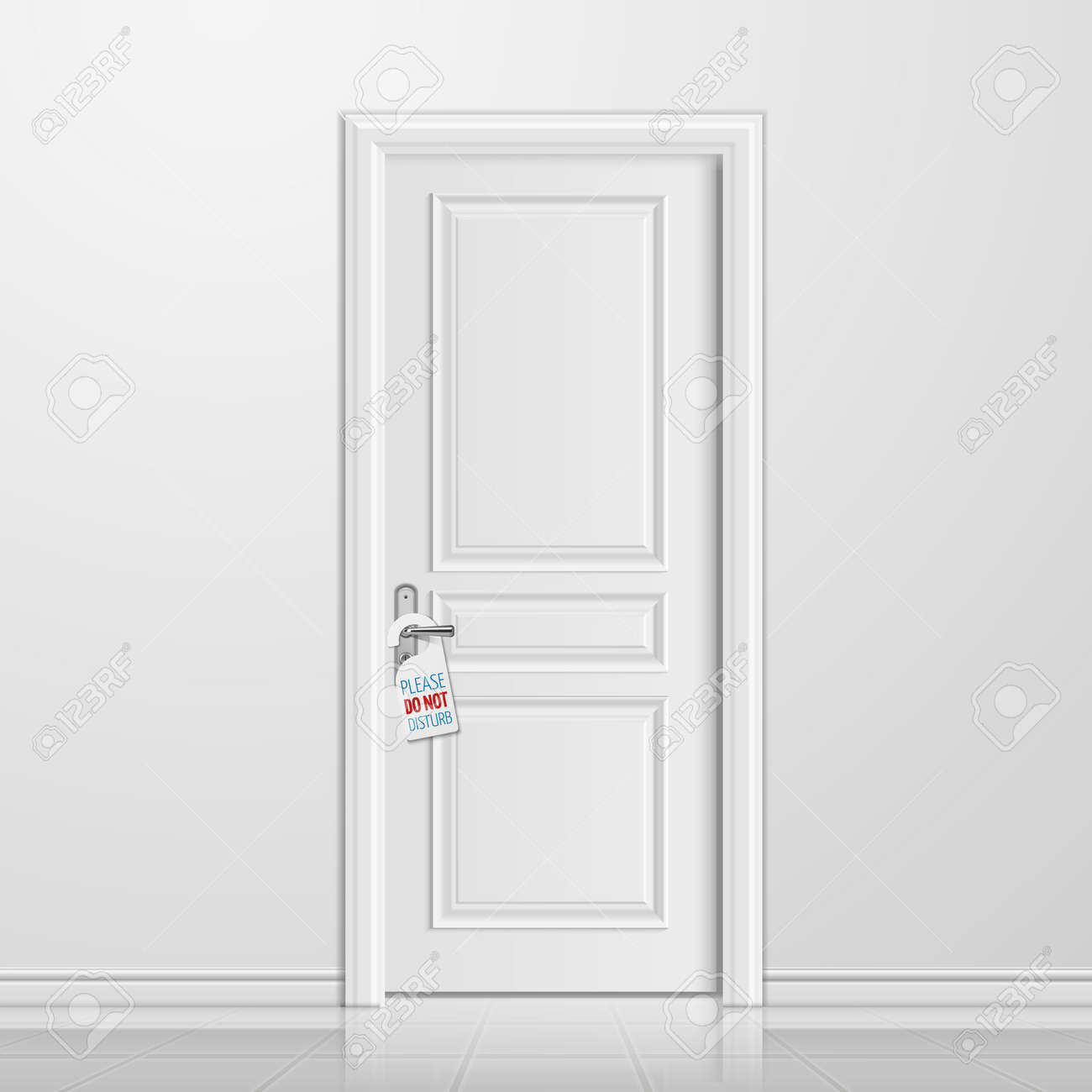 Vector realistic closed white entrance door with do not disturb blank. Interior with door illustration - 168217686 Vector realistic closed white entrance door with do not disturb blank. Interior with door illustration - 168217686