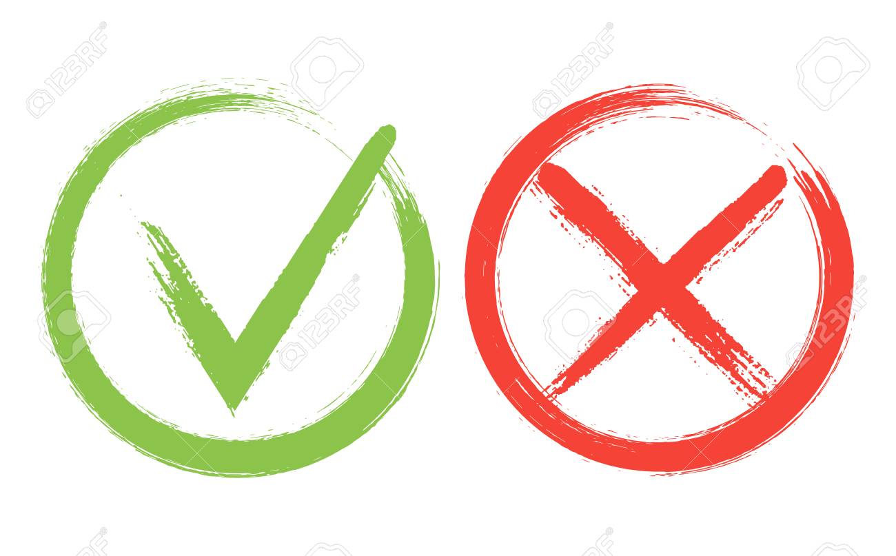 tick and cross sign elements buttons for vote election choice vote sign