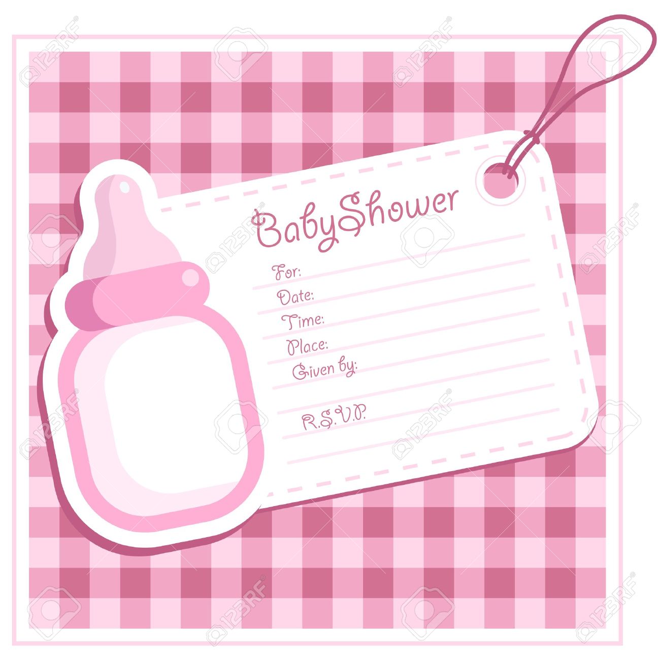 baby girl shower bottle invitation card stock vector 11273357