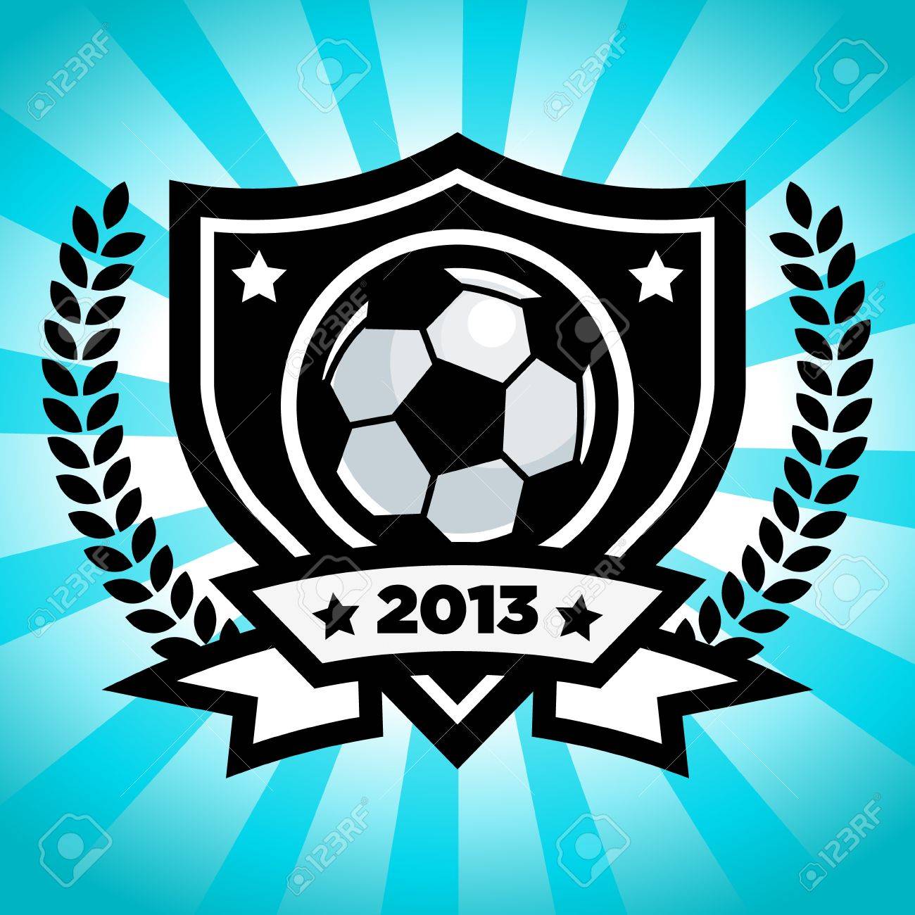 青い背景の破裂にサッカーの紋章 のイラスト素材 ベクタ Image 1460