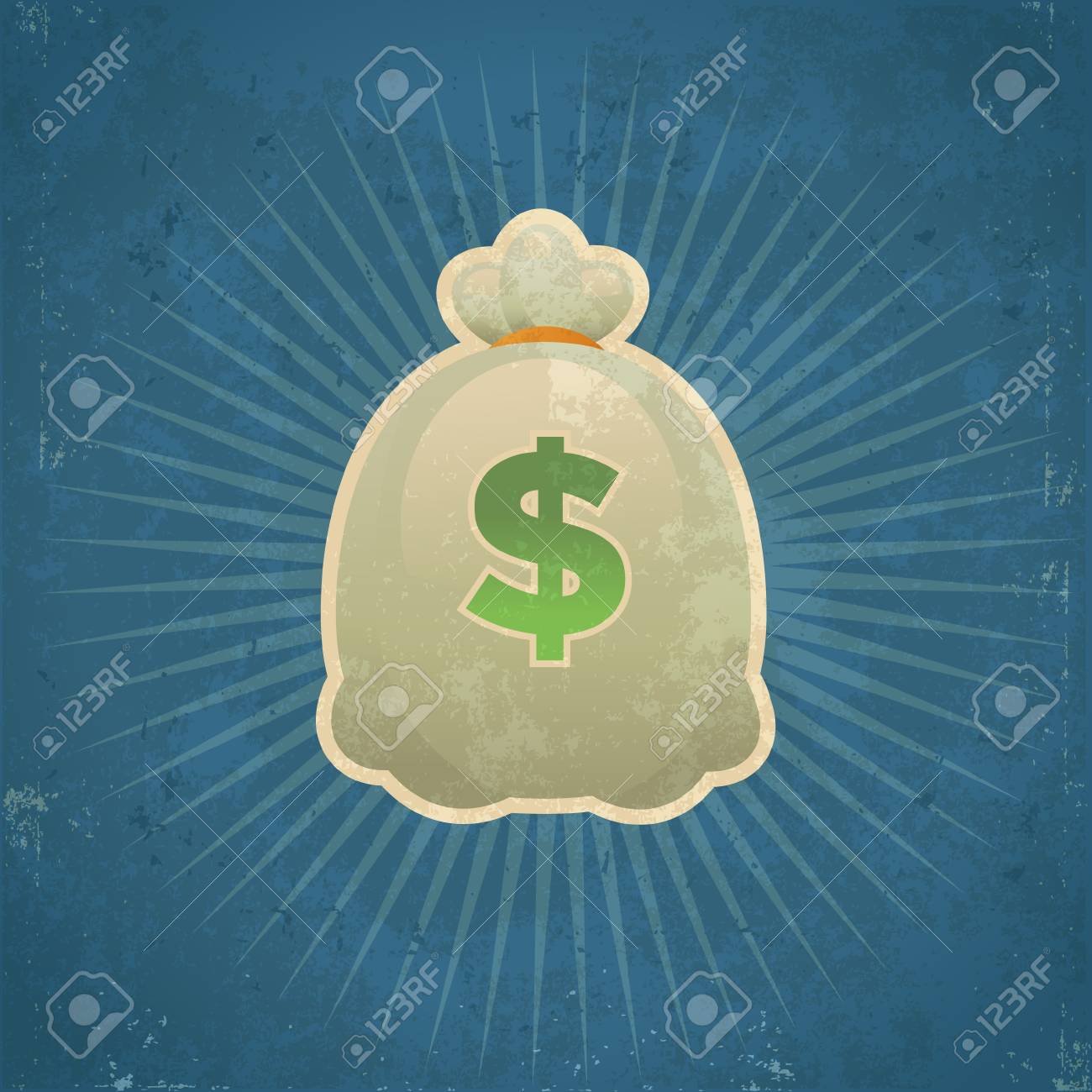 お金の袋のレトロなグランジ イラストのイラスト素材 ベクタ Image