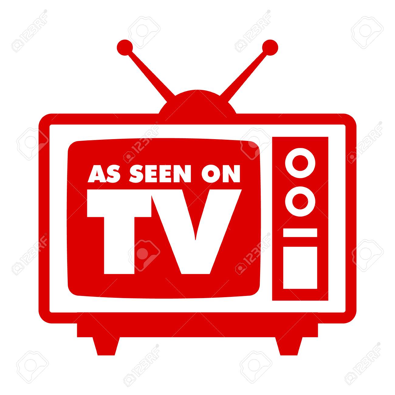 As Seen On Tv With Retro Television Icon Royalty Free SVG