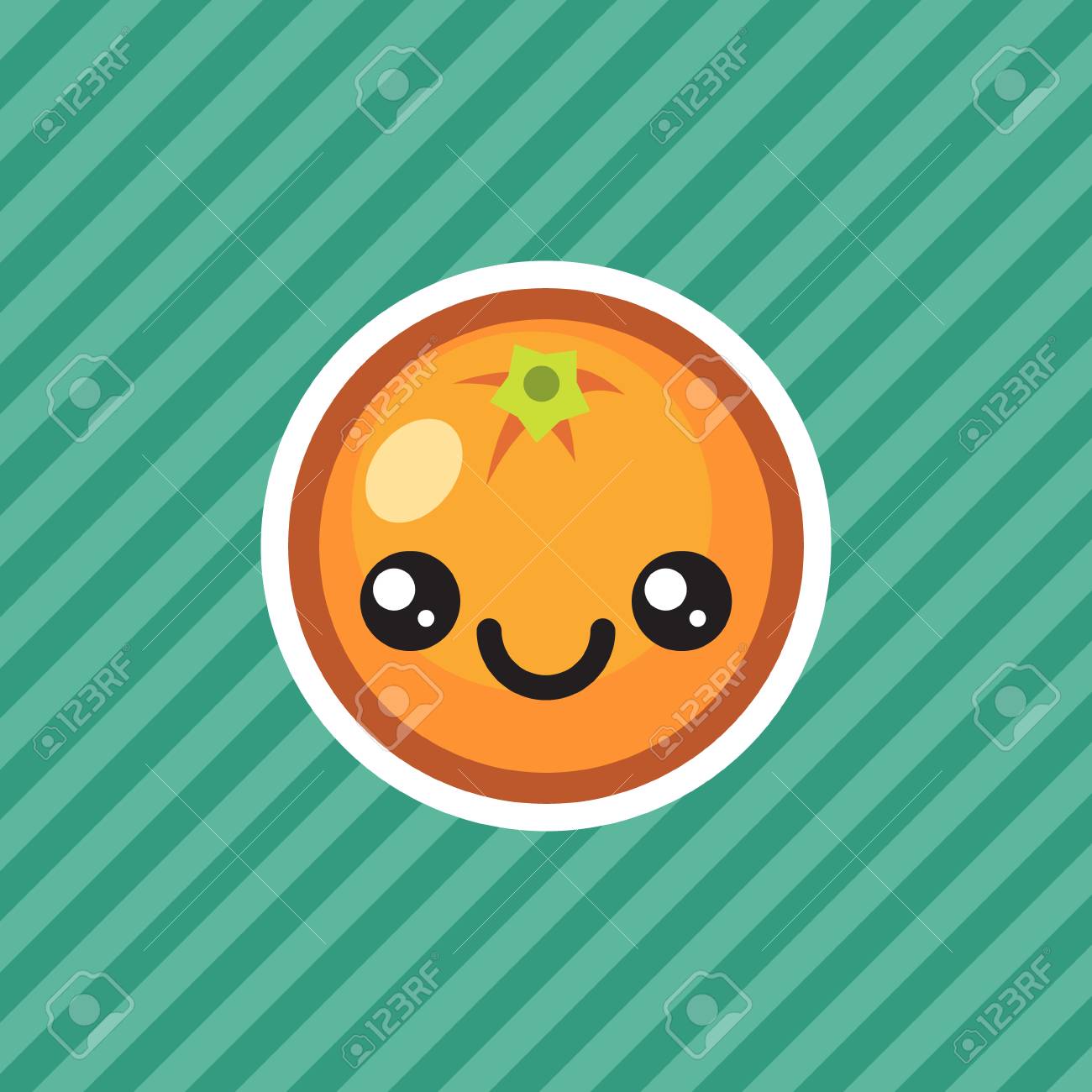 かわいい可愛い笑顔オレンジ色のフルーツ漫画のアイコンのイラスト素材 ベクタ Image