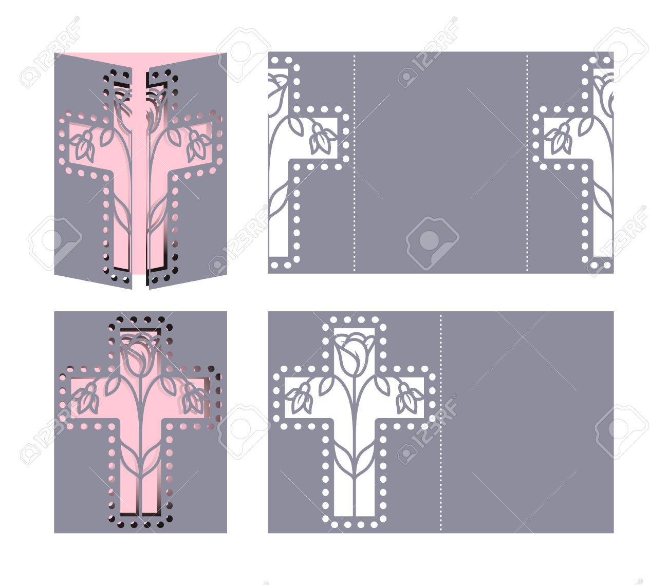 laser cut template for easter greeting fold out cards invitations