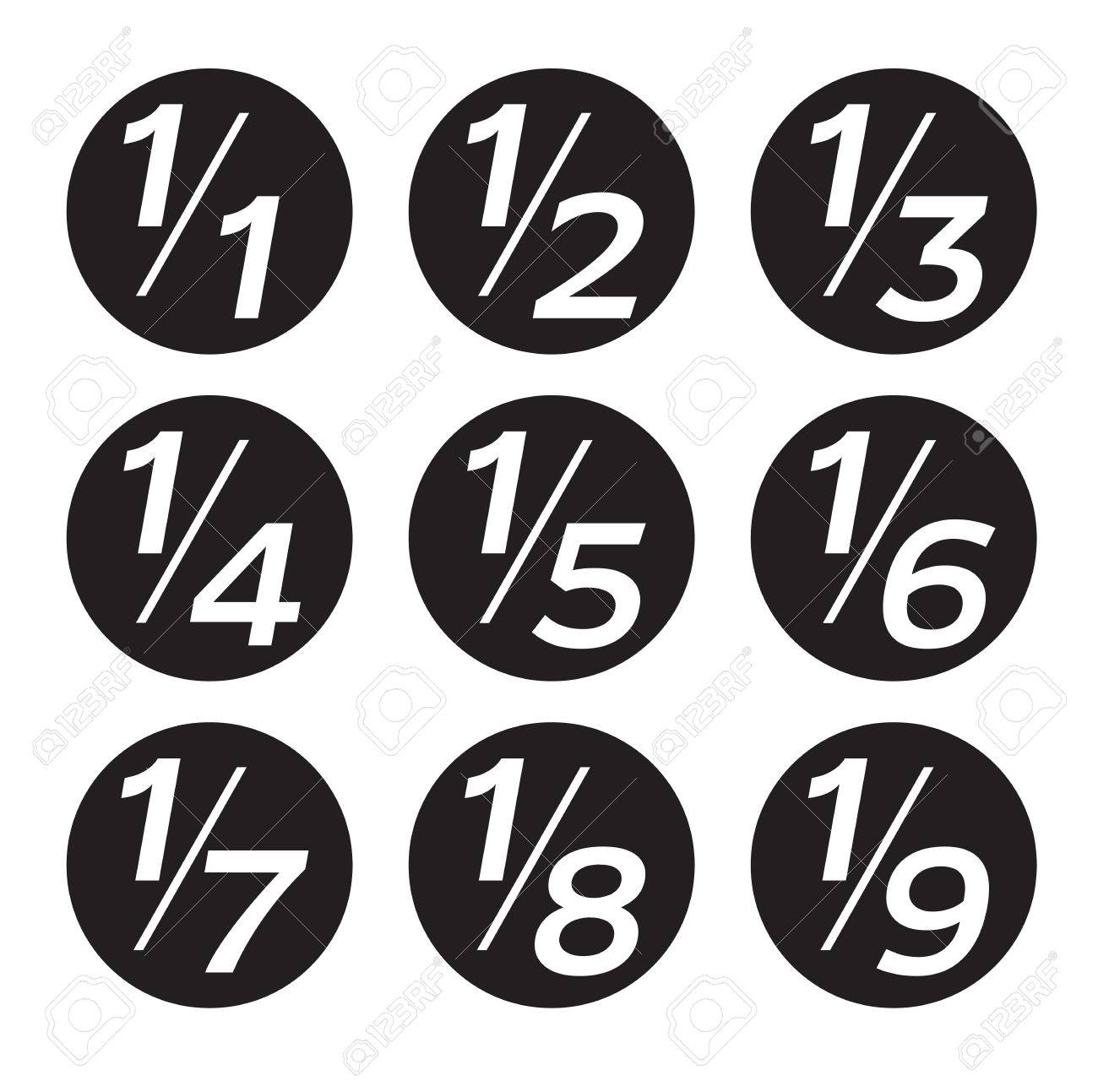 Vector Math Fractions Icons on White Background - 60164910 Vector Math Fractions Icons on White Background - 60164910
