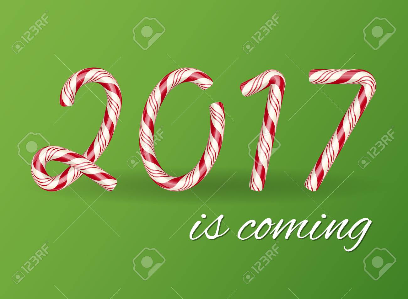 2017 new year card christmas candy cane text effect creative sugar free christmas candies