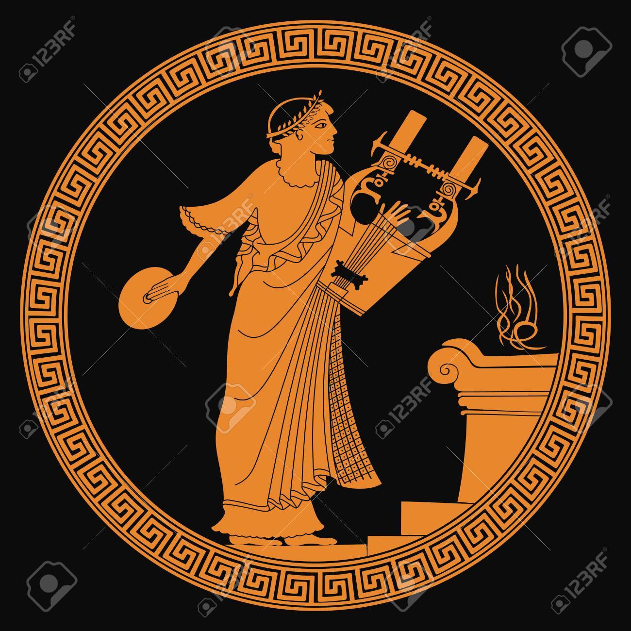 Ancient Greek God Of Marriage Hymen With A Musical Instrument