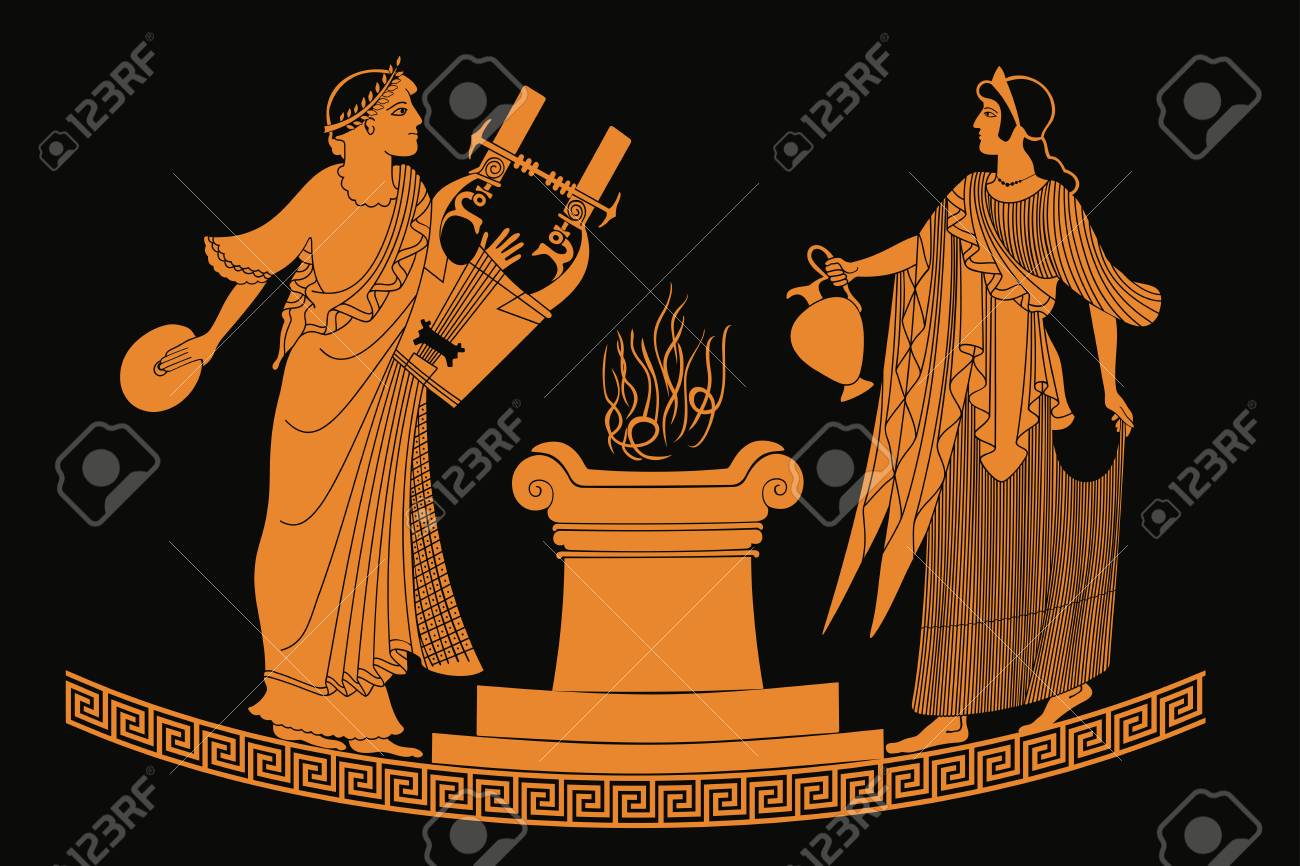 Ancient Greek Goddess Aphrodite With A Pitcher And God Of Marriage