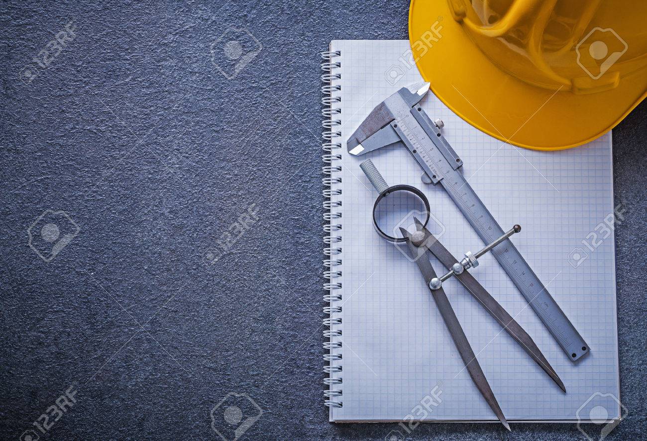 notebook building helmet drawing compass slide caliper construction slide compass