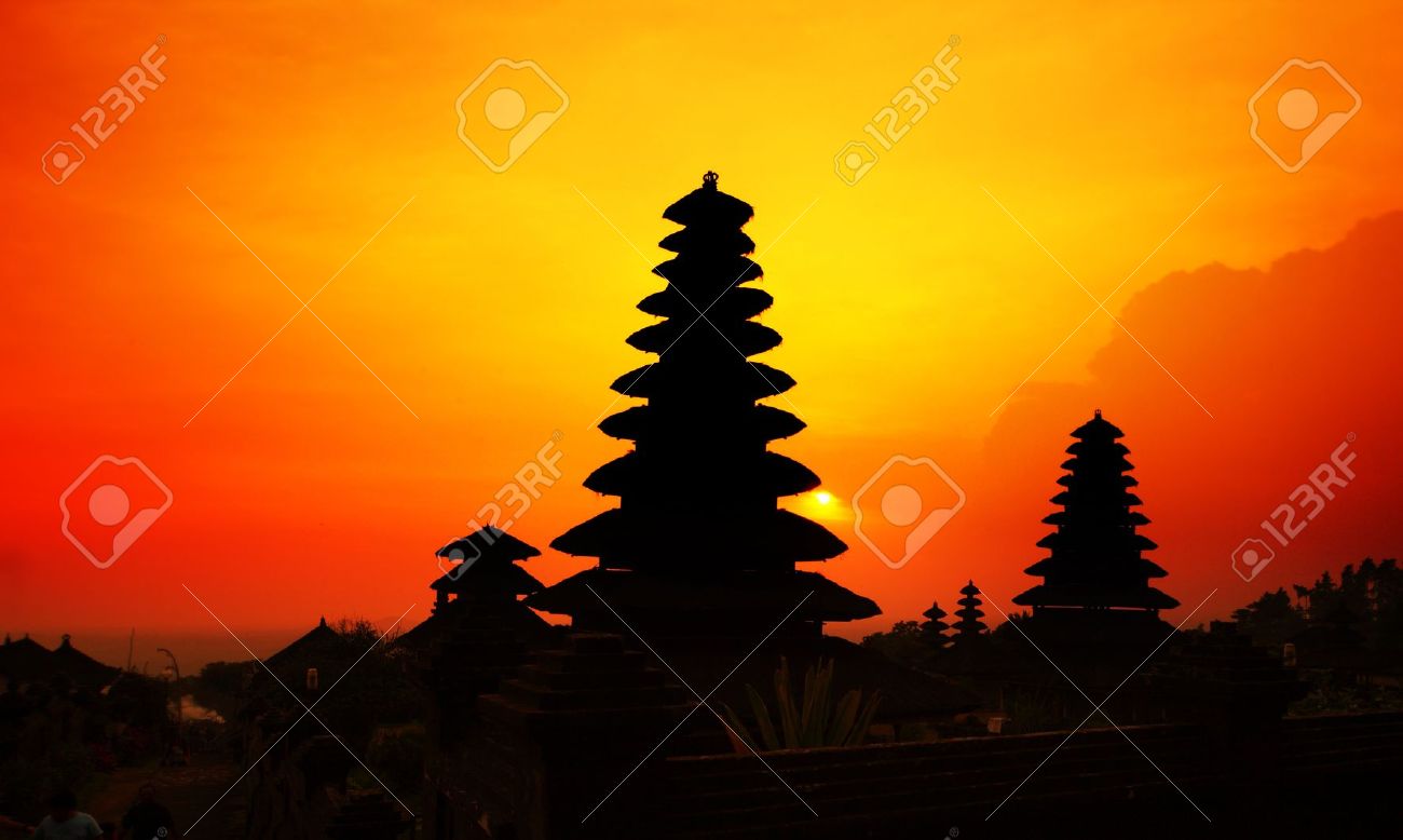 Traditional Hindu Buildings At Sunset Background Pura Besakih Indonesia Stock Photo Picture And Royalty Free Image Image 9911959