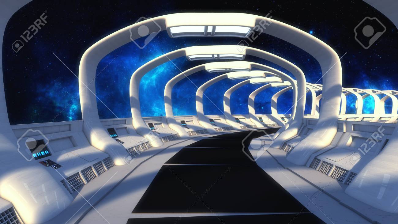 3D rendering. Futuristic spaceship interior corridor - 92154964 3D rendering. Futuristic spaceship interior corridor - 92154964