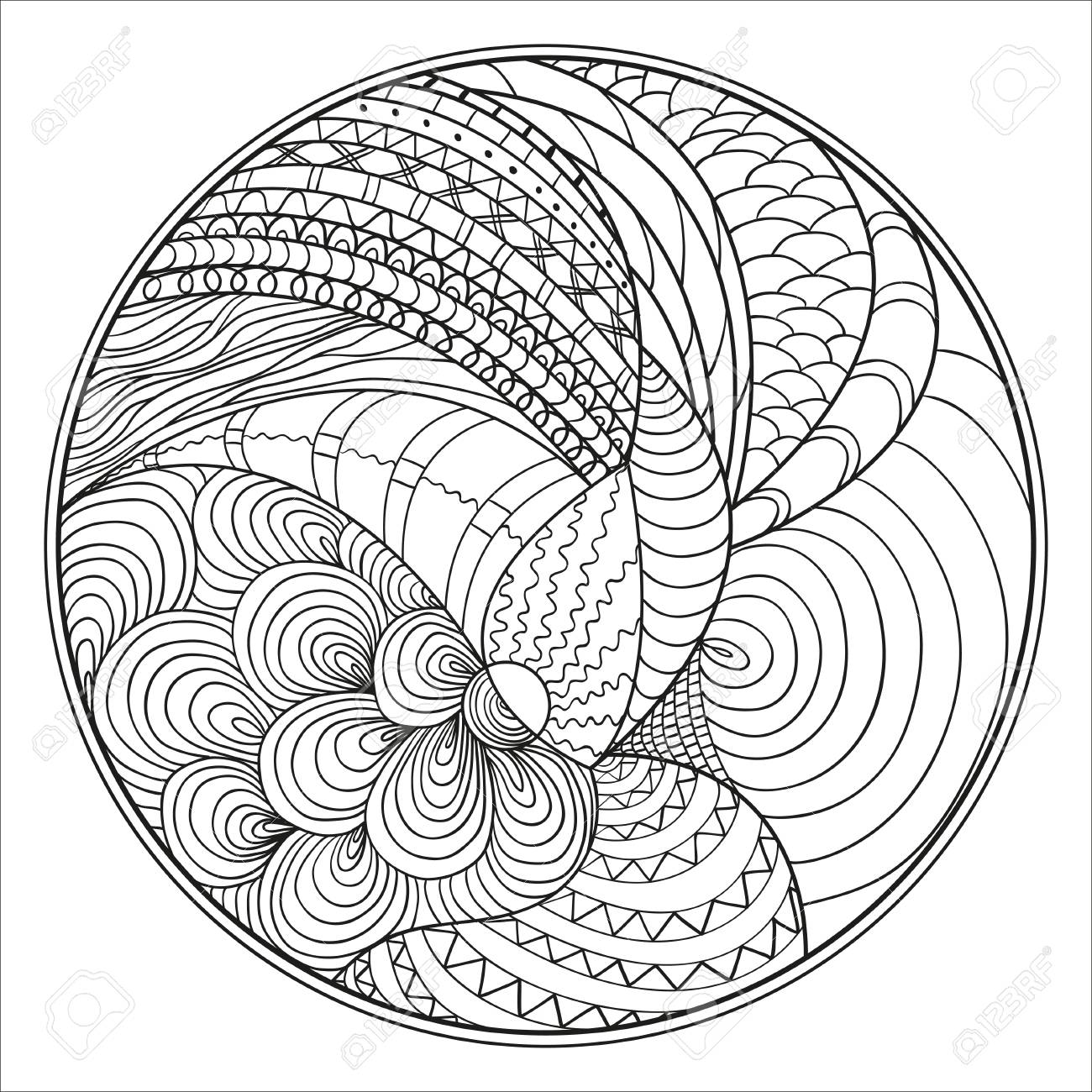 Zendala Zentangle Hand Drawn Circle Mandala With Abstract